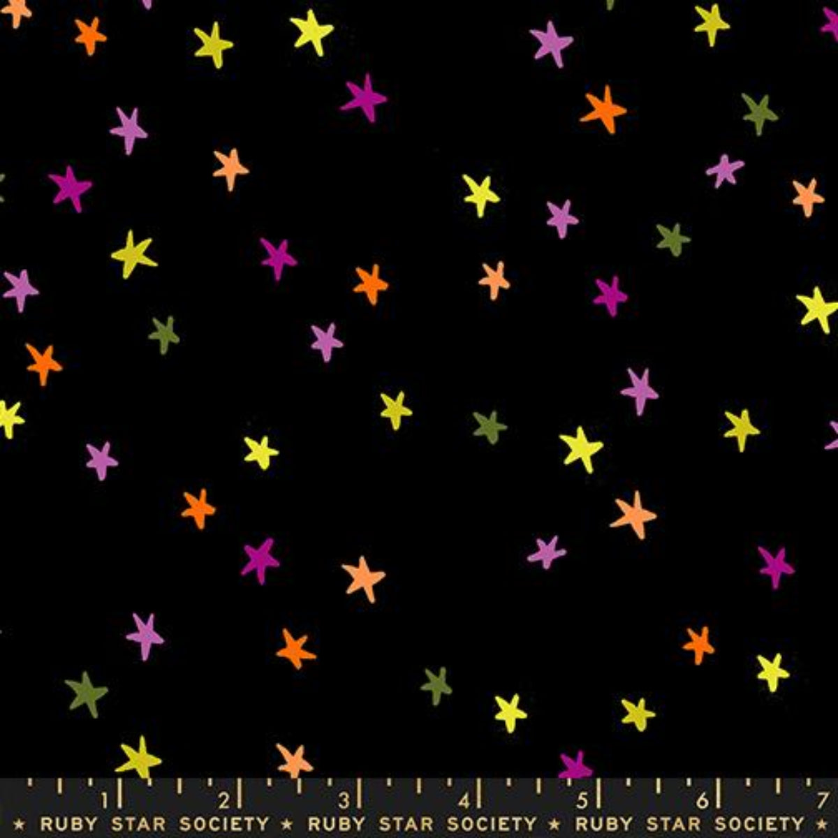 Colorful star pattern on a black background with Ruby Star Society label at the bottom.