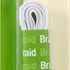 Dritz 1/2 yd white braided elastic in its original green and white cardboard packaging.