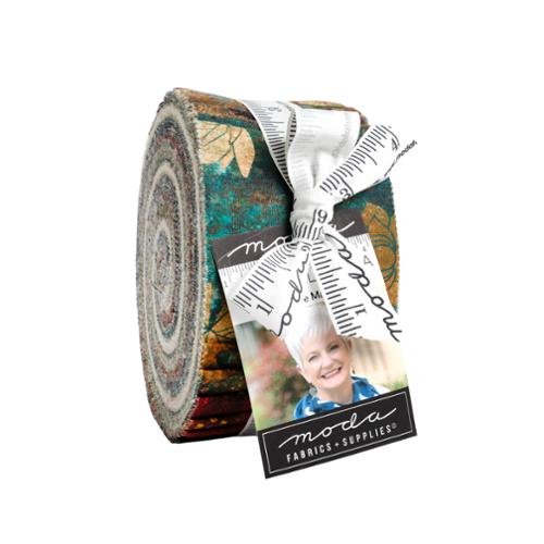 Fabric roll with a ribbon and label on a white background