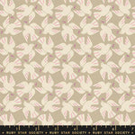 Pattern of white doves with pink accents on a beige background, featuring Ruby Star Society label.
