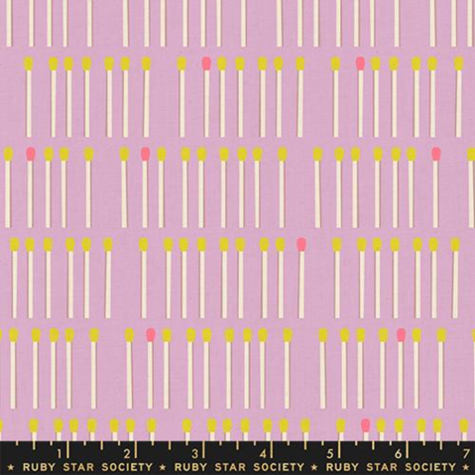 Pattern of matches on a purple background with Ruby Star Society label.