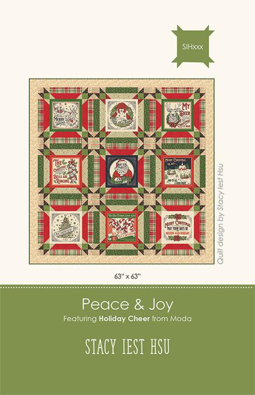 Quilt pattern cover for 'Peace & Joy' by Stacy Iest Hsu with a green border.