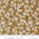 Floral fabric pattern with a ruler at the bottom for scale, featuring Moda brand.