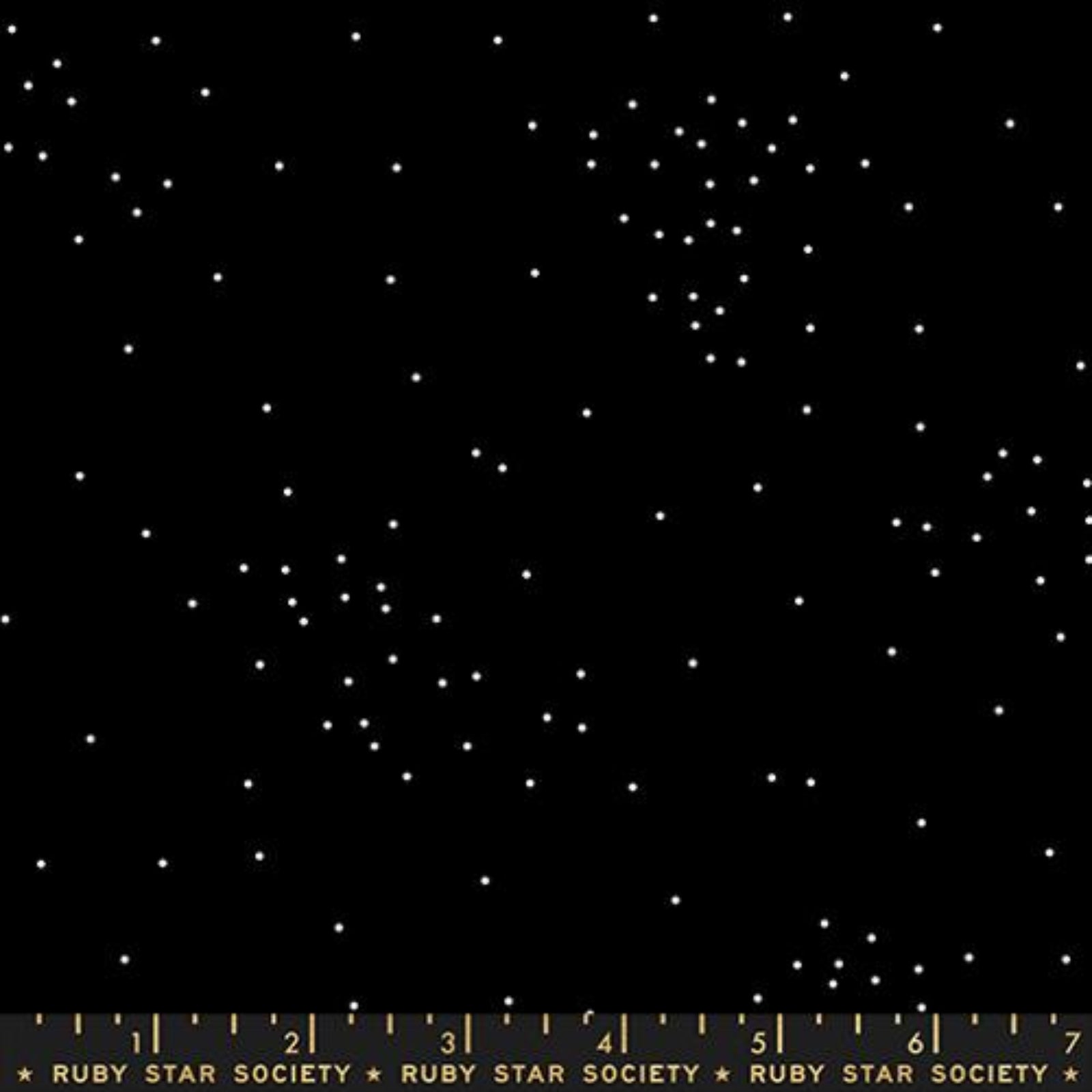 Black fabric with white dot pattern, Ruby Star Society label at the bottom.