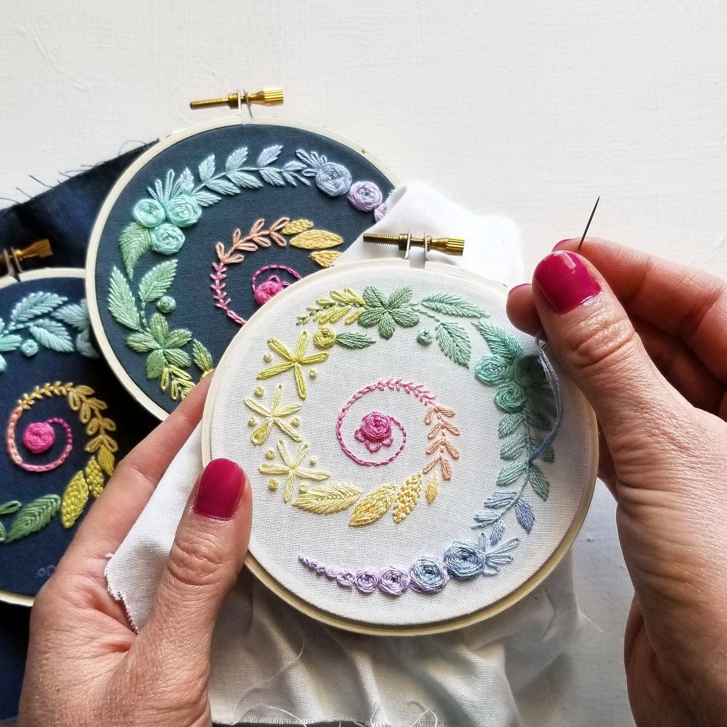Spiral Sampler Beginner Embroidery Kit: White