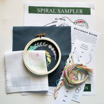 Spiral Sampler Beginner Embroidery Kit: White