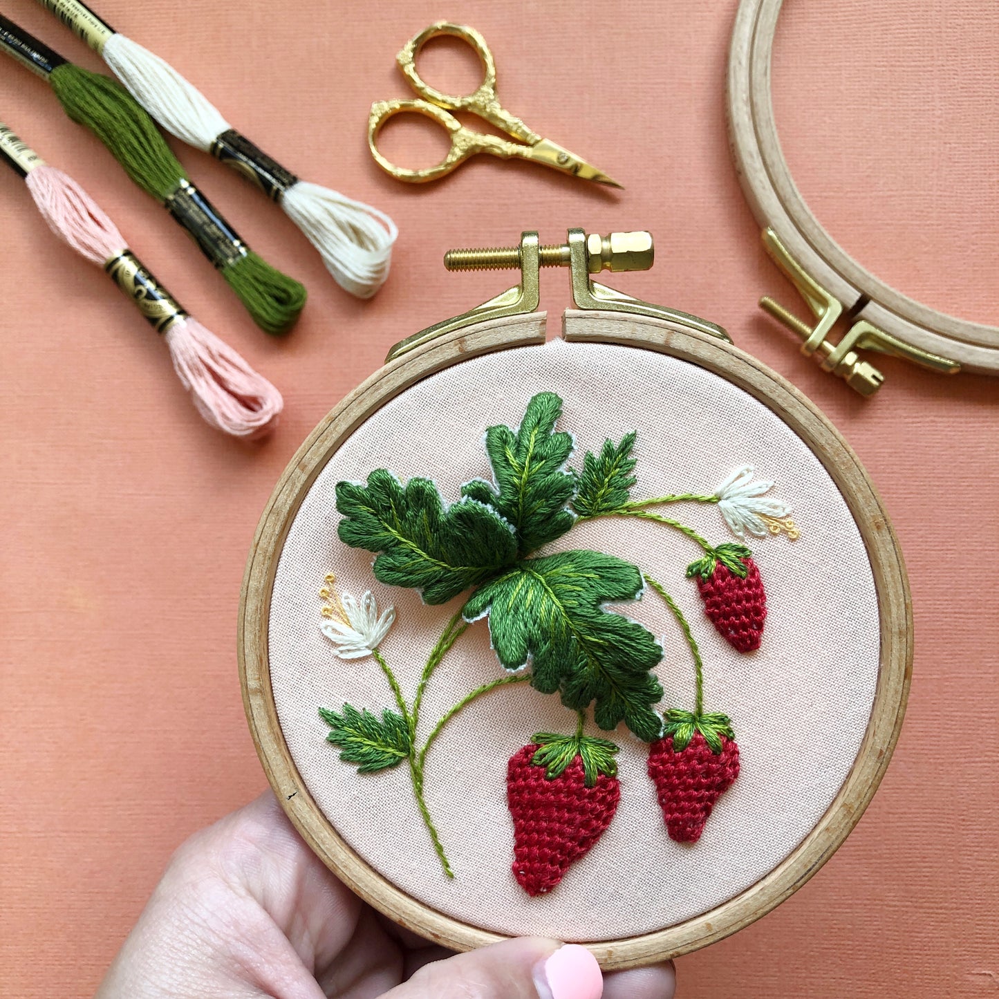Stumpwork Strawberries—Hand Embroidery