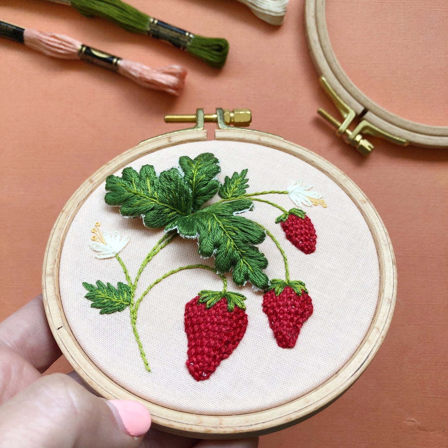 Stumpwork Strawberries—Hand Embroidery