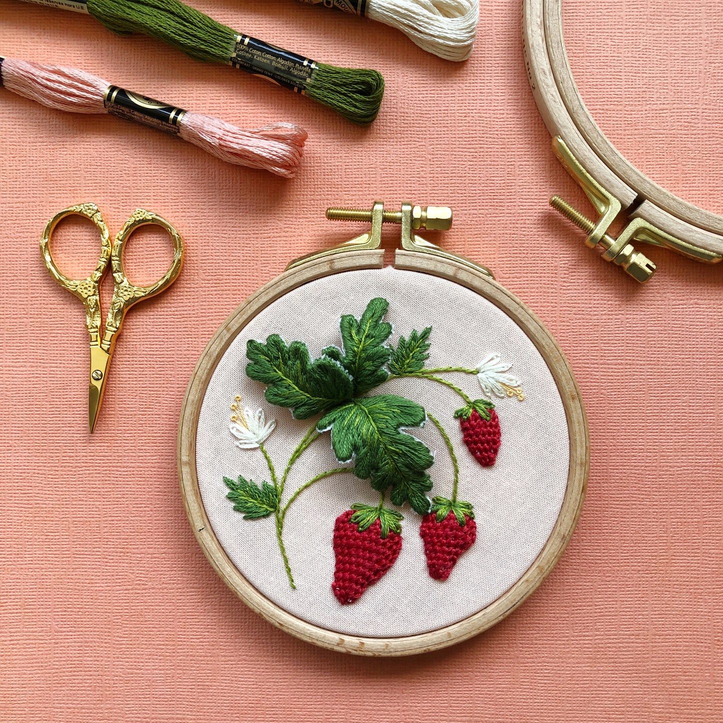 Stumpwork Strawberries—Hand Embroidery