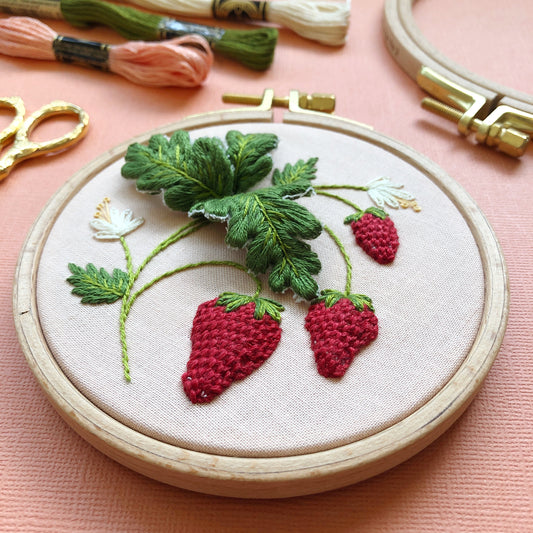 Stumpwork Strawberries—Hand Embroidery