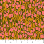 Pattern of pink tulips on a brown background