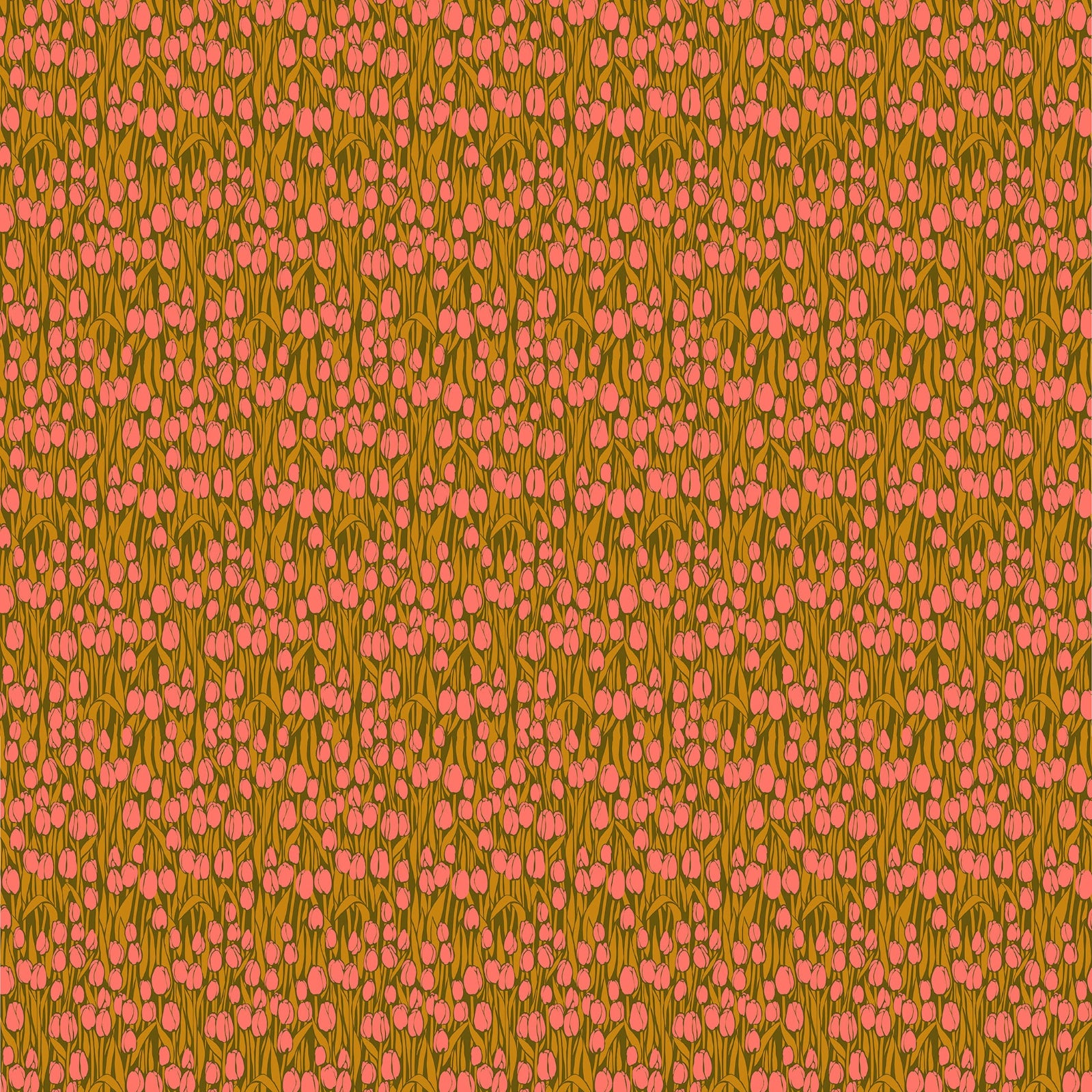 Pattern of small pink flowers on a brown background