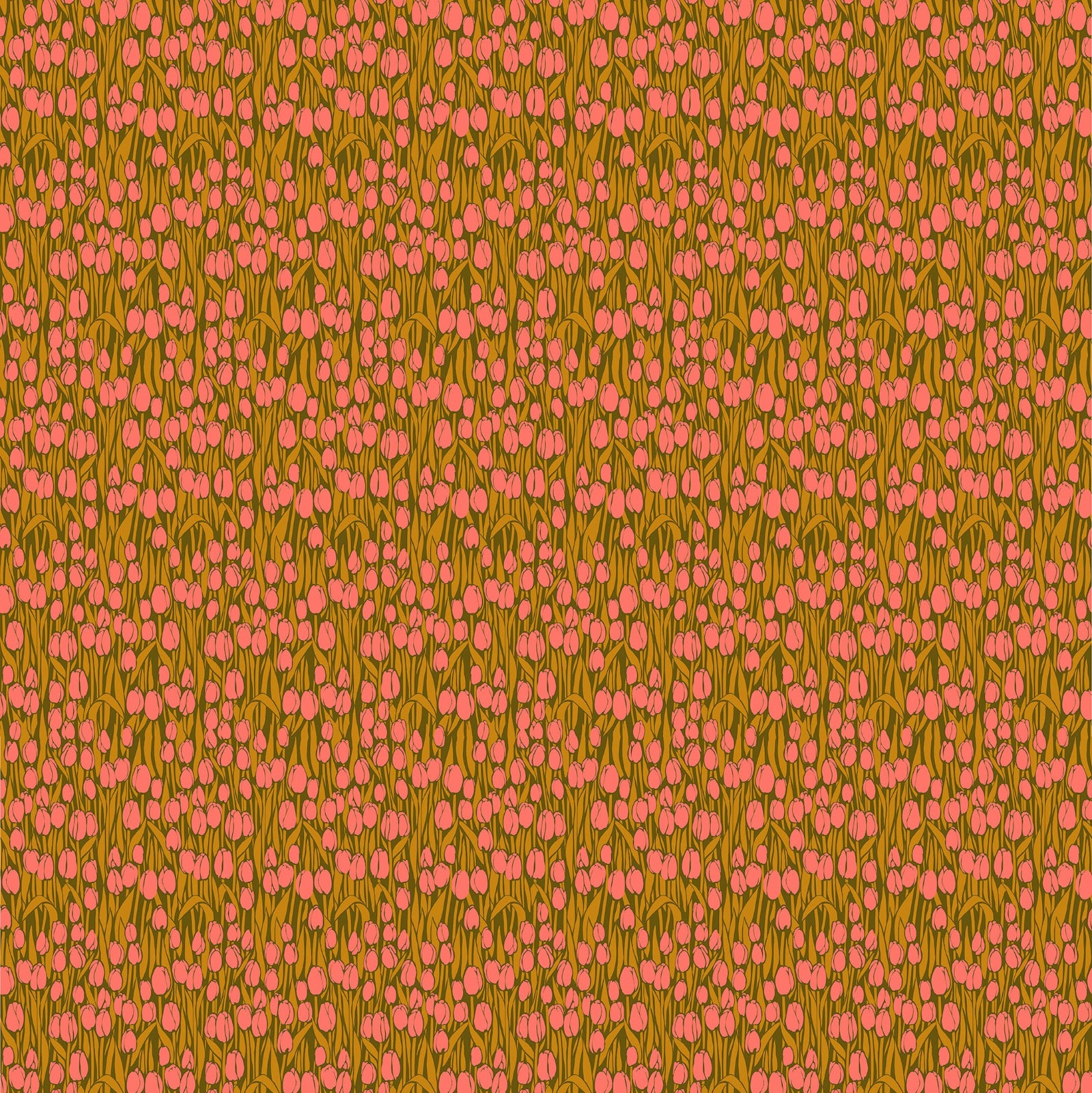 Pattern of small pink flowers on a brown background