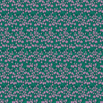 Pattern of small pink flowers on a green background