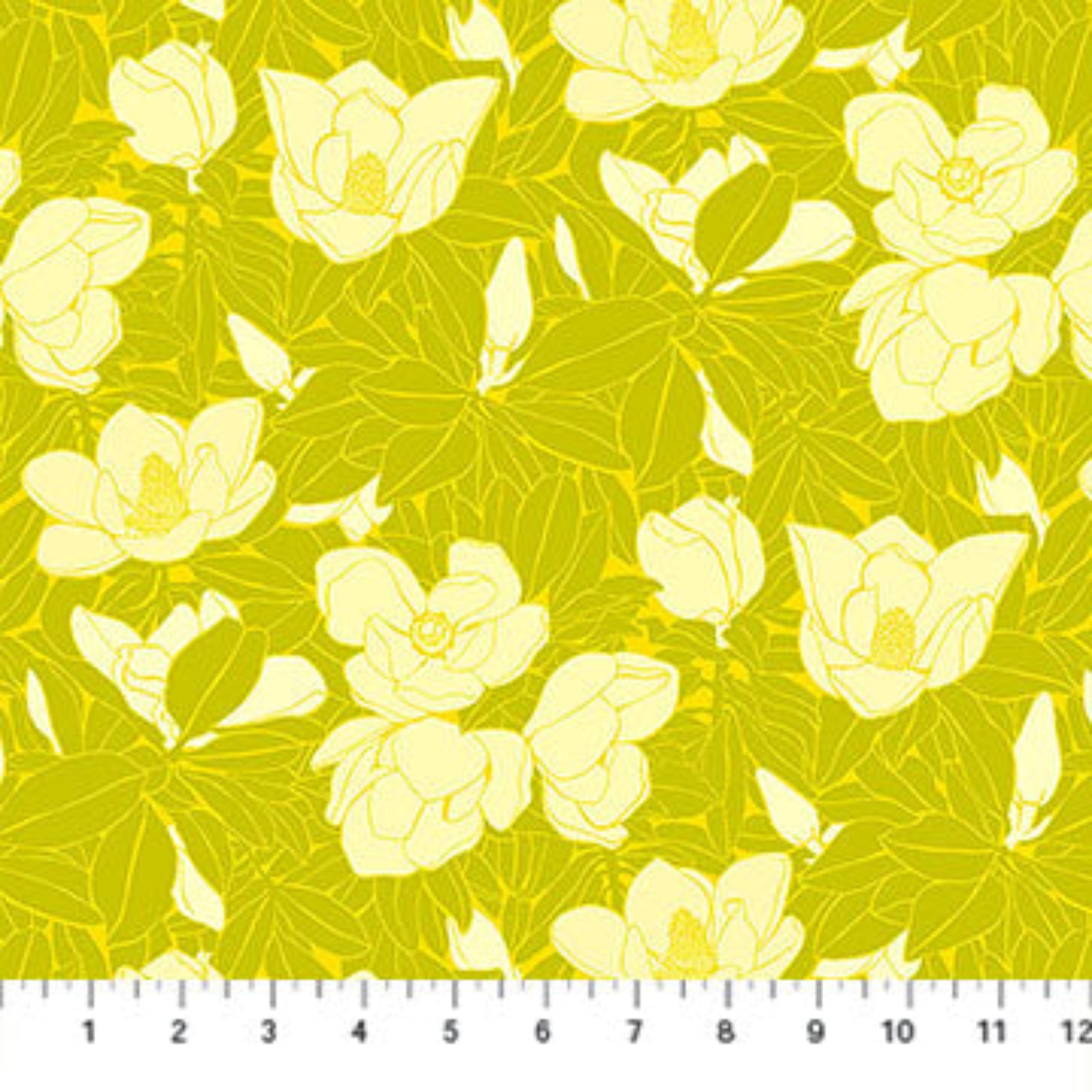 Floral pattern with yellow flowers on a green background