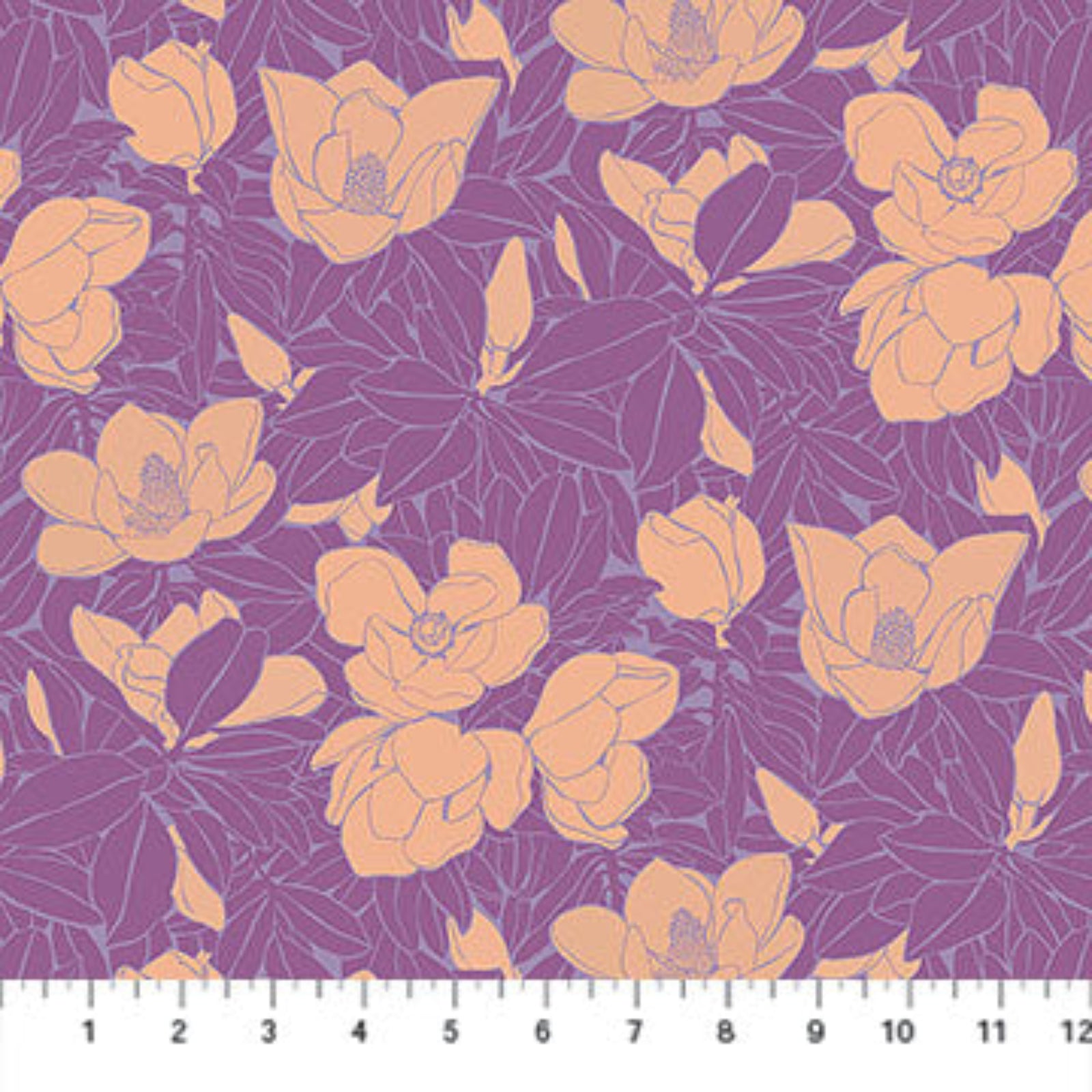 Floral pattern with orange flowers on a purple background