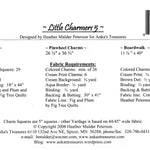 Patterned fabric requirements label for 'Little Charmers 5' by Heather Mulder Peterson.