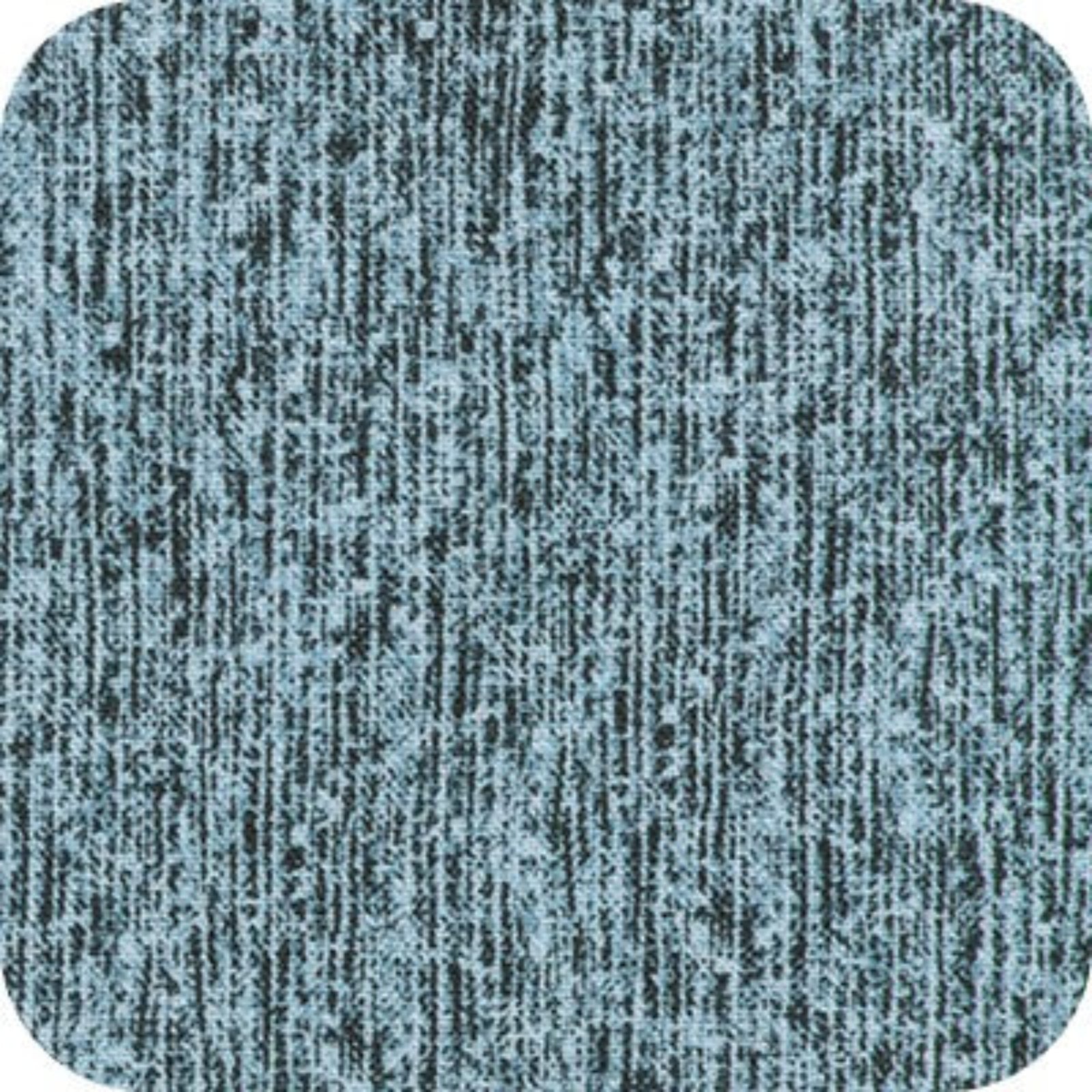 A square fabric swatch with rounded corners showing a textured, heathered pattern in light blue and black.
