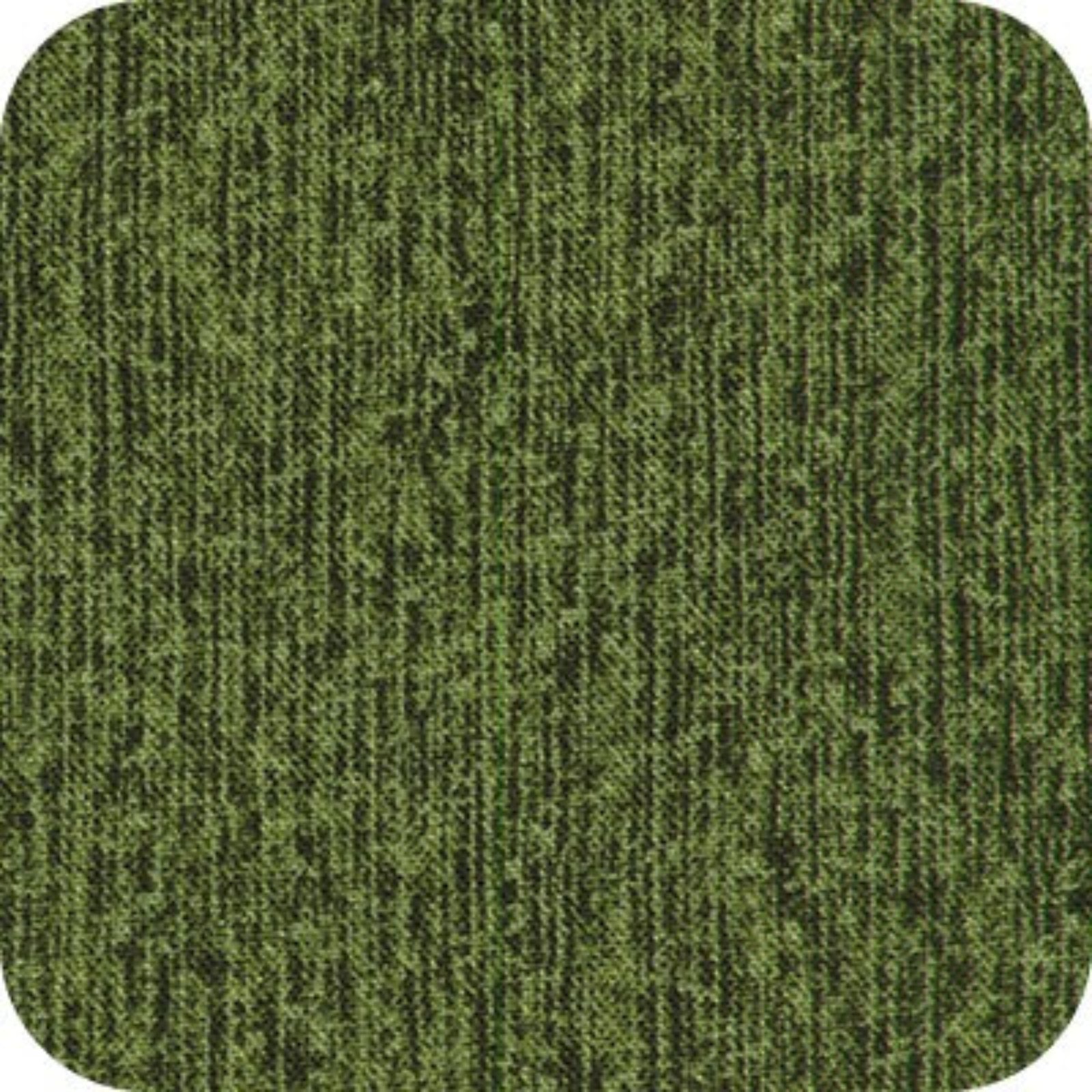 A square fabric swatch with rounded corners showing a textured olive green material with vertical ribbed lines.
