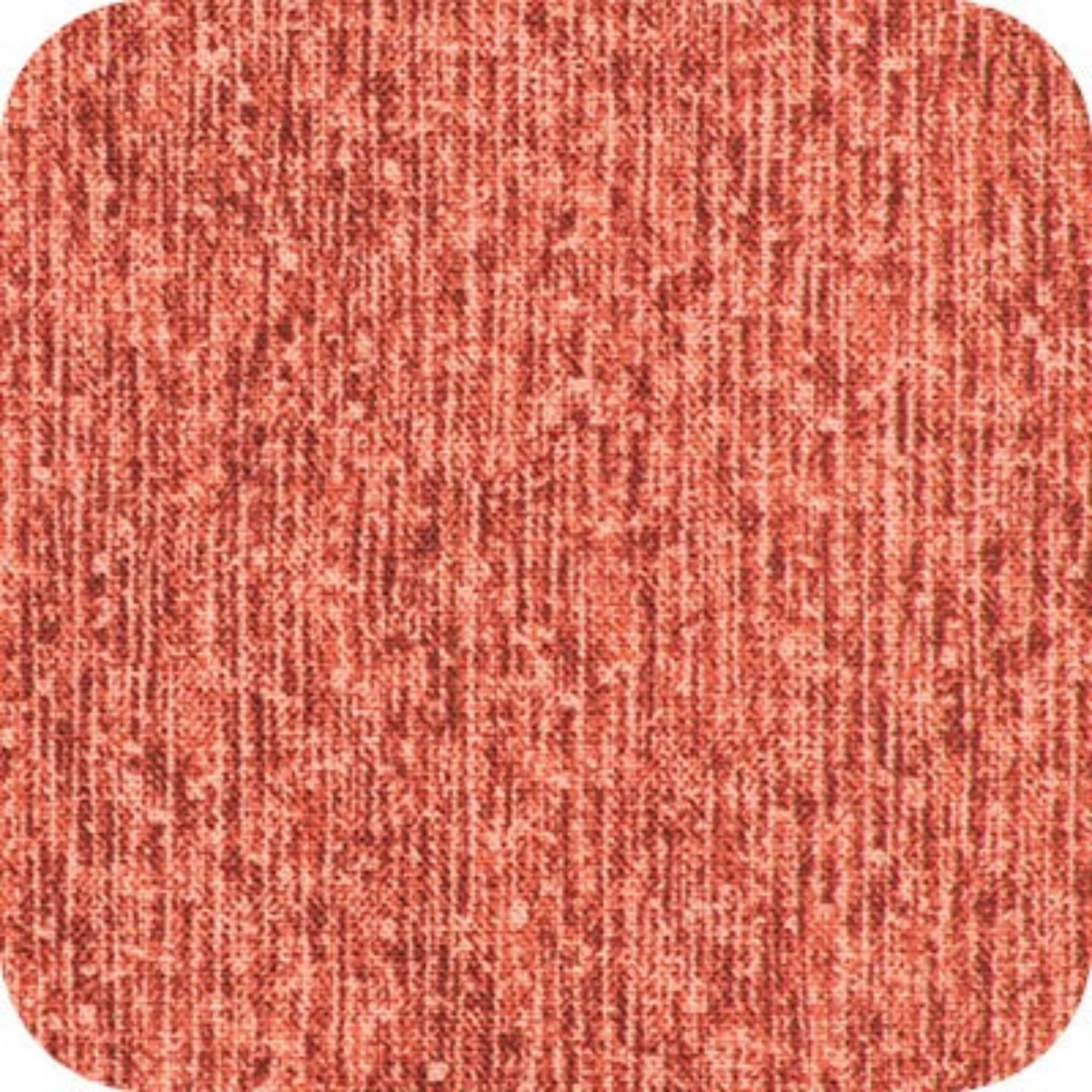 A square fabric swatch with rounded corners showing a textured woven material in a warm rust or terracotta color.
