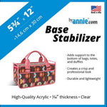 Base Stabilizer packaging with a colorful tote bag on a white background