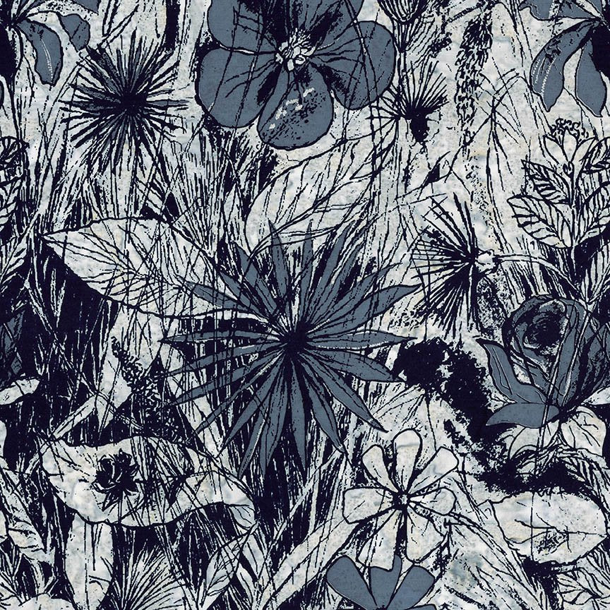 Floral Reflections - Steel Sapphire