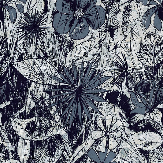 Floral Reflections - Steel Sapphire