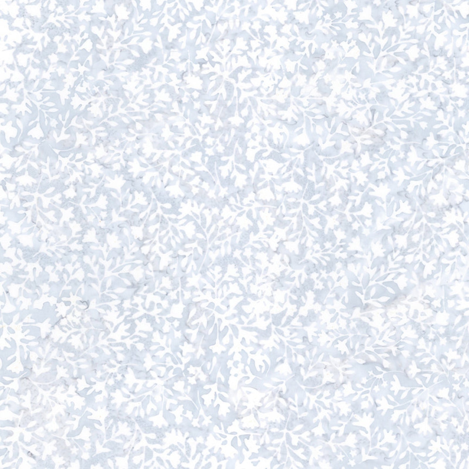A close-up of a light blue and white floral pattern, likely representing fabric