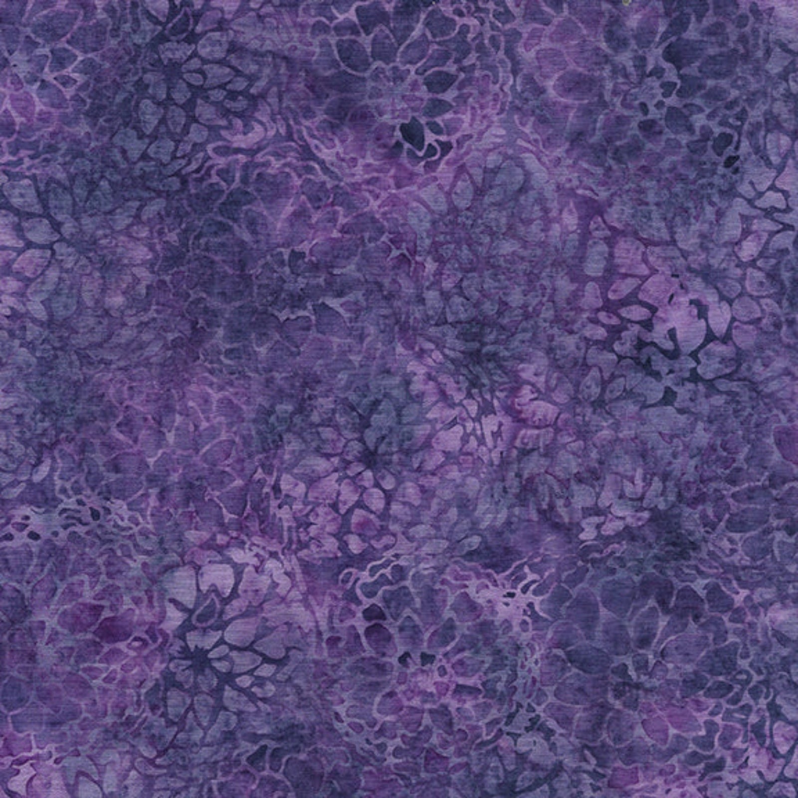 Purple and violet batik fabric pattern with a marbled, web-like organic texture.
