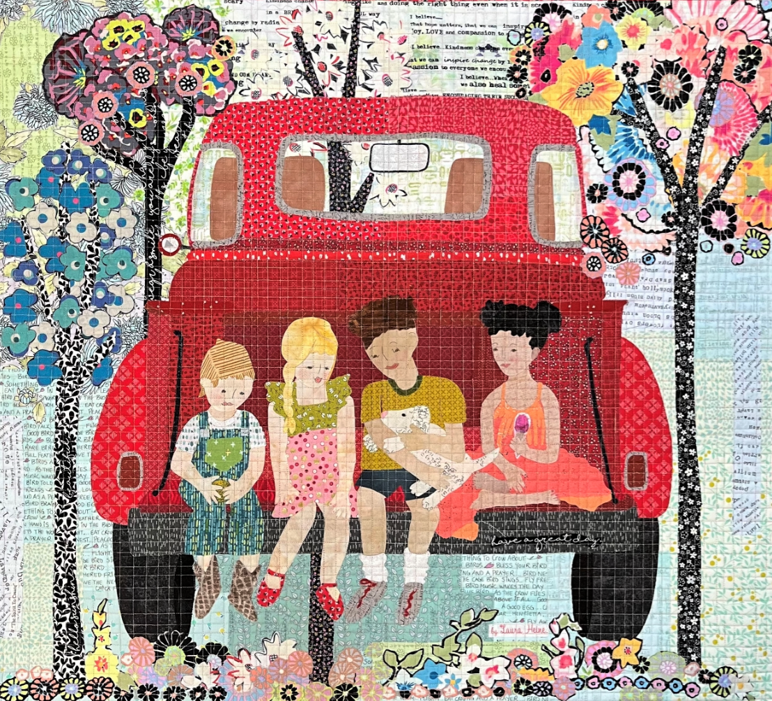 Big Red Truck Collage Pattern