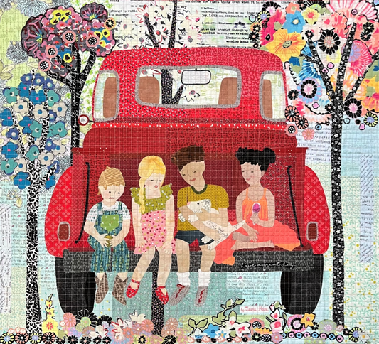 Big Red Truck Collage Pattern