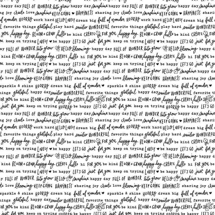 Floral Charms - Pretty Words - White