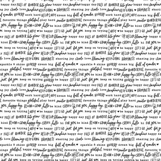 Floral Charms - Pretty Words - White