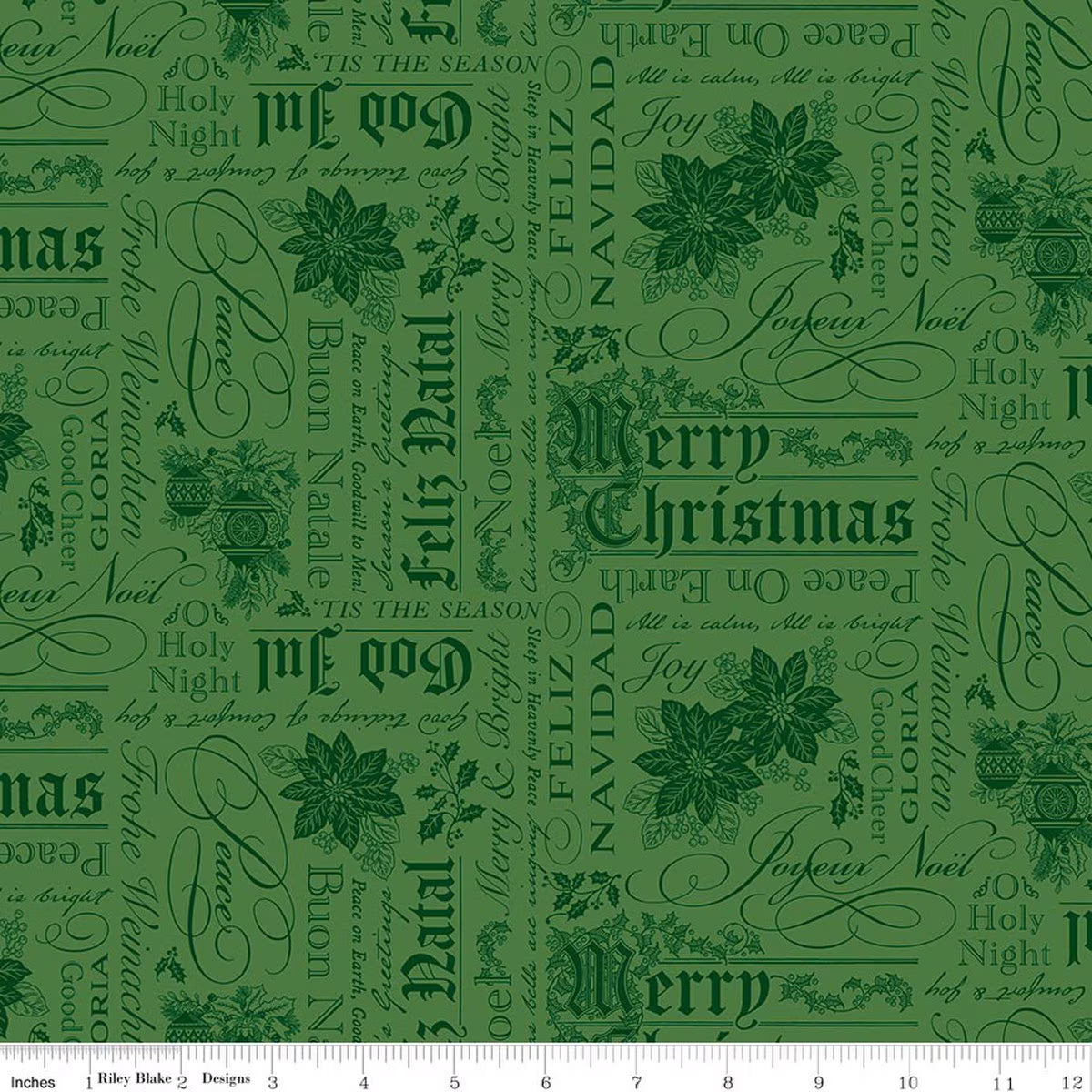 Poinsettias at Christmas - Text - Green