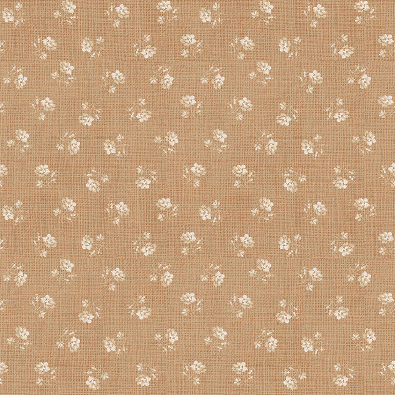 Beige fabric with small white floral pattern