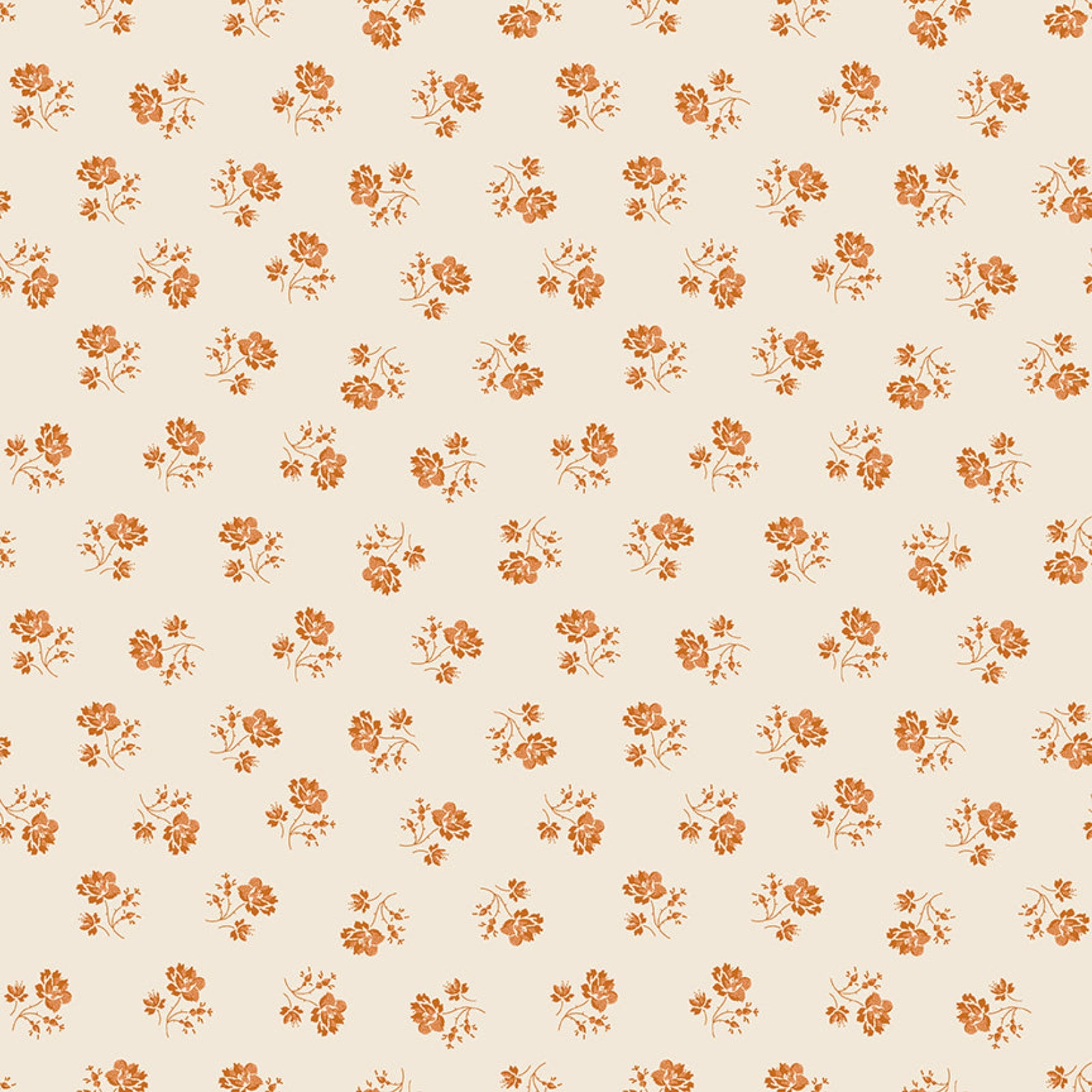 Pattern of small orange flowers on a beige background