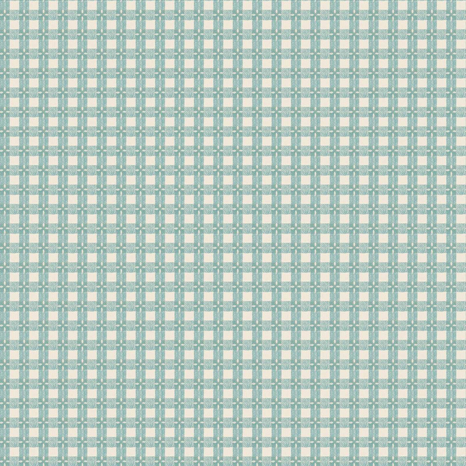 Patterned background with small squares in teal and white