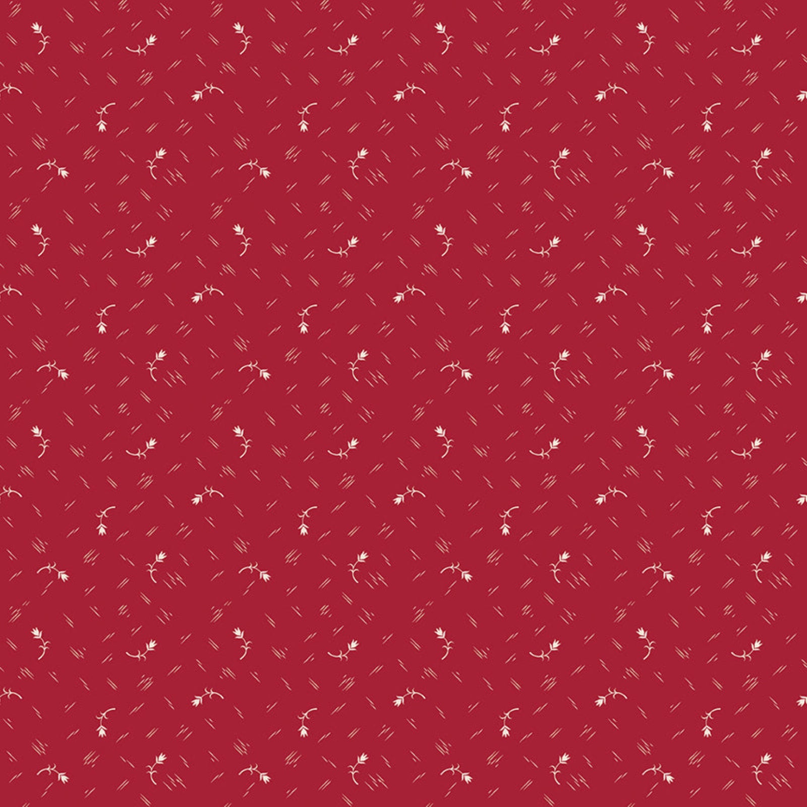 Red fabric with small white floral pattern