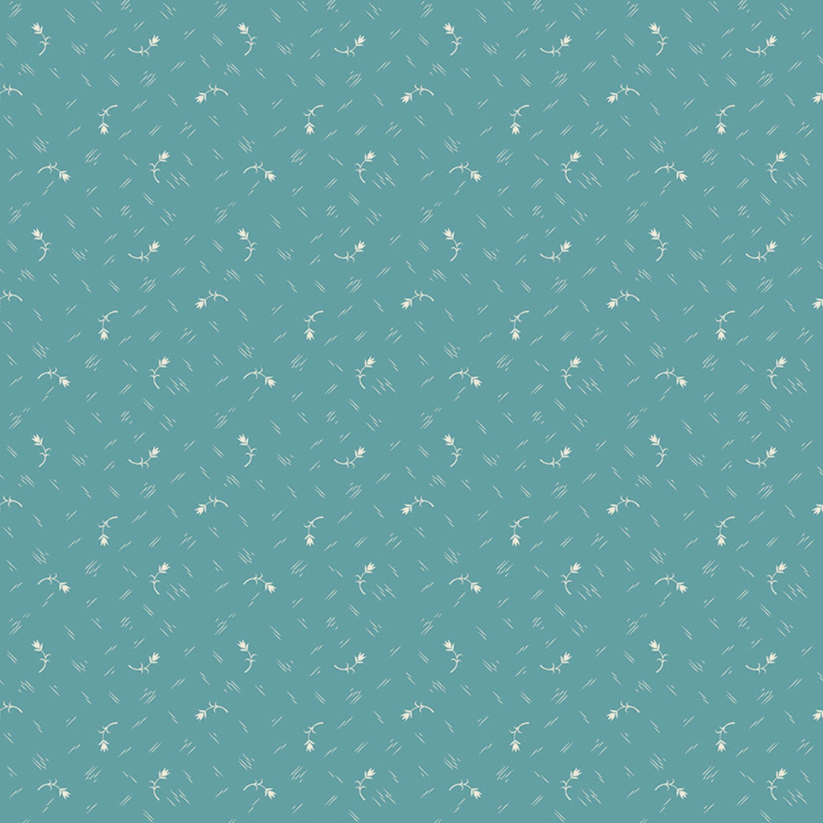 Teal background with small white floral patterns
