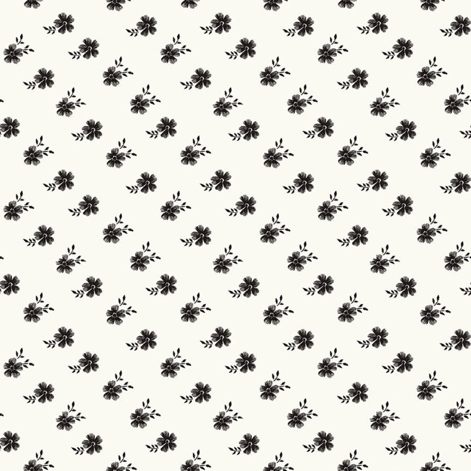Black floral pattern on a white background
