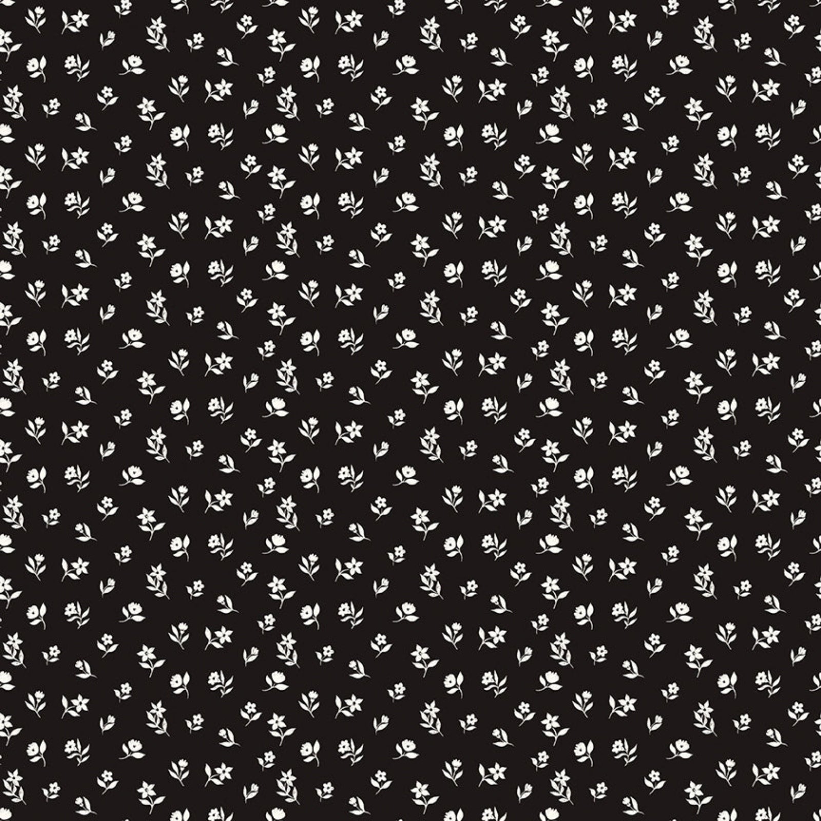 Black background with white floral pattern
