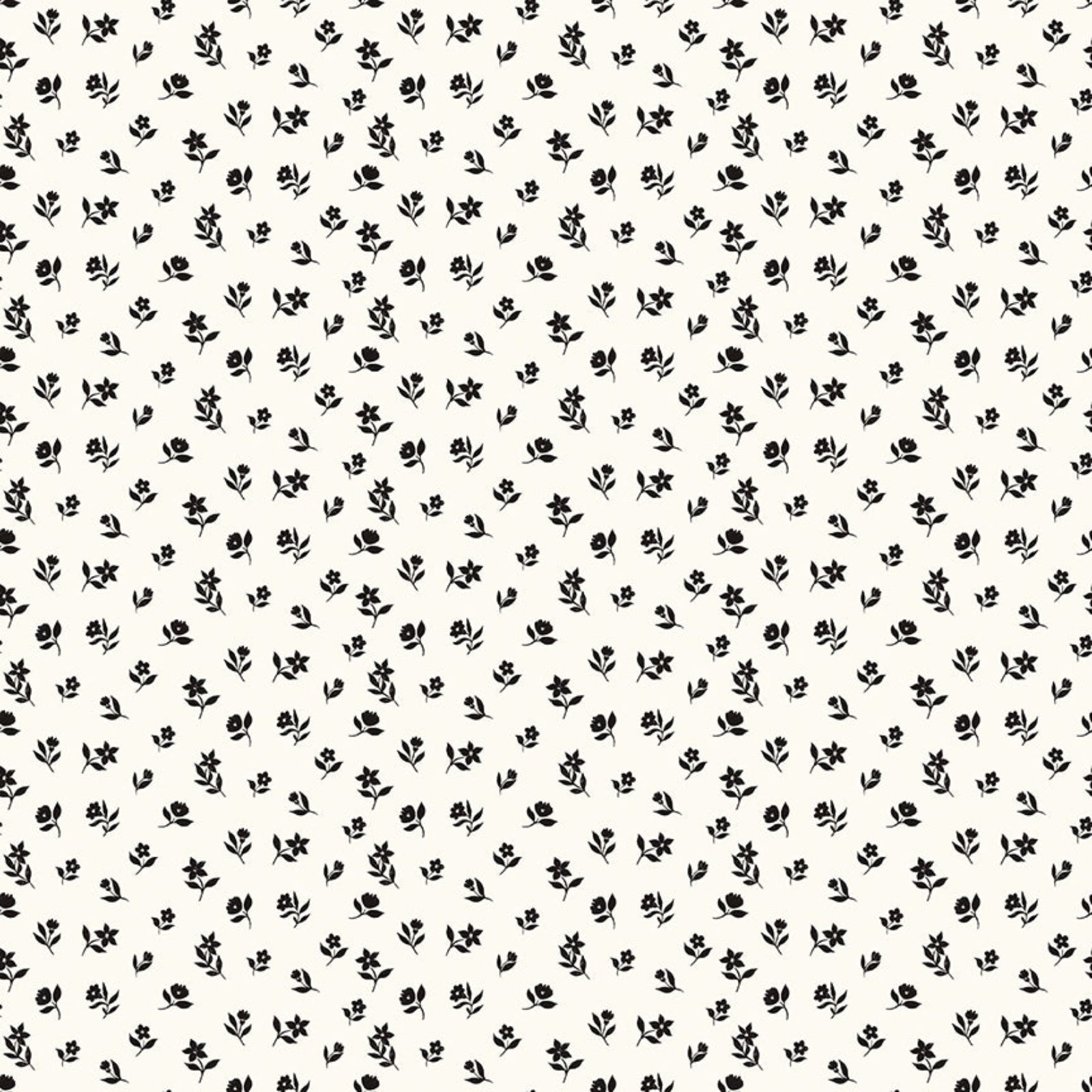 Black floral pattern on a white background