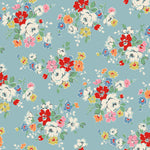 Colorful floral pattern on a blue background