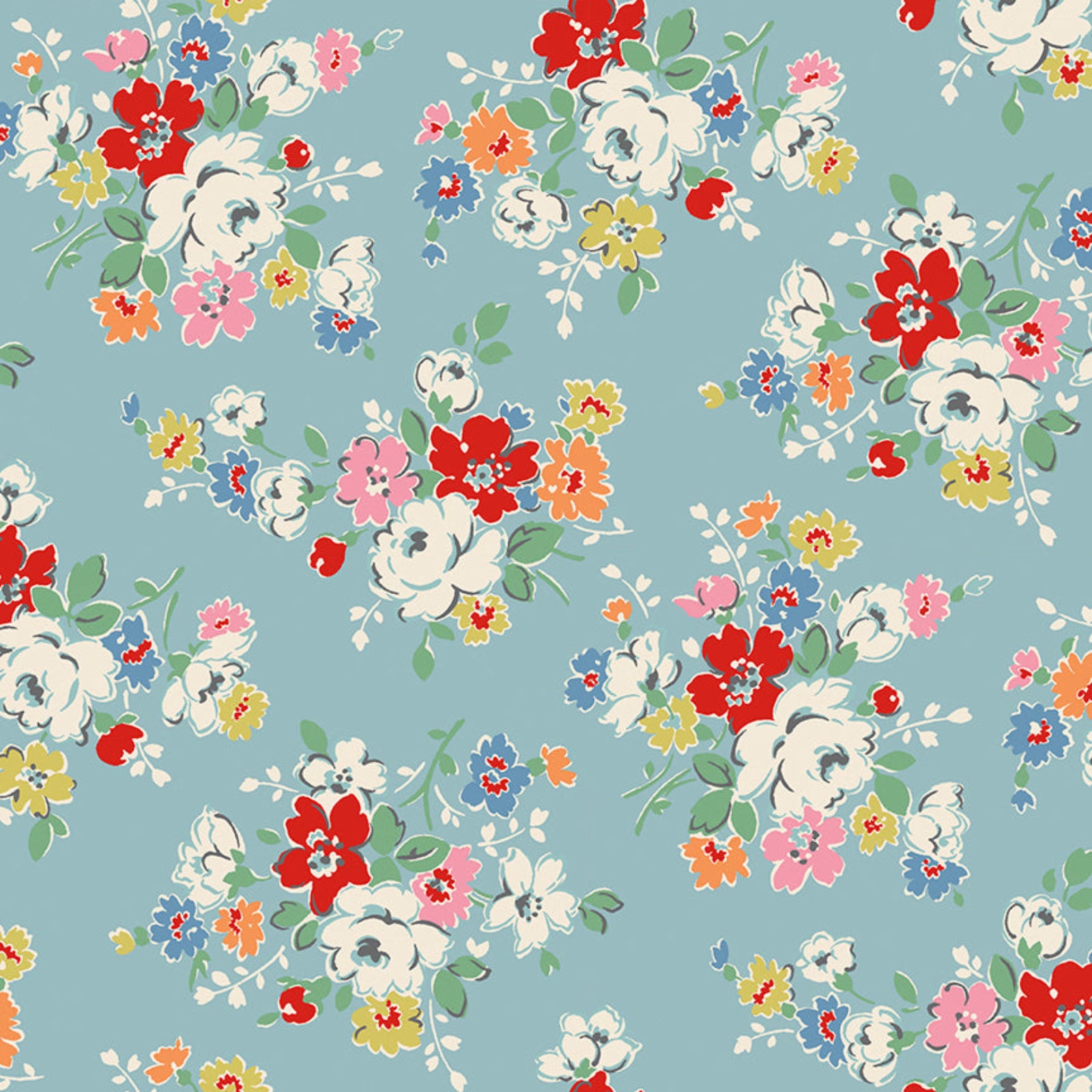 Colorful floral pattern on a blue background
