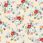 Colorful floral pattern on a beige background