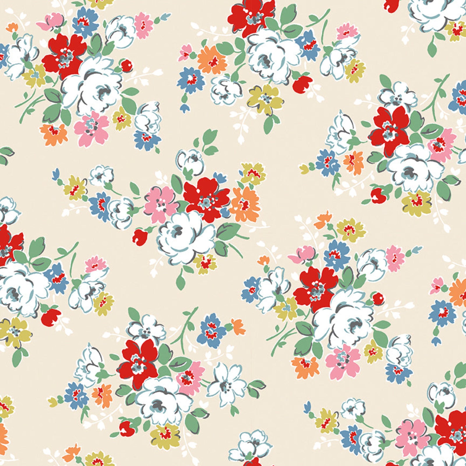 Colorful floral pattern on a beige background