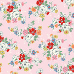 Colorful floral pattern on a pink background