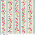 Floral and striped pattern on a fabric swatch