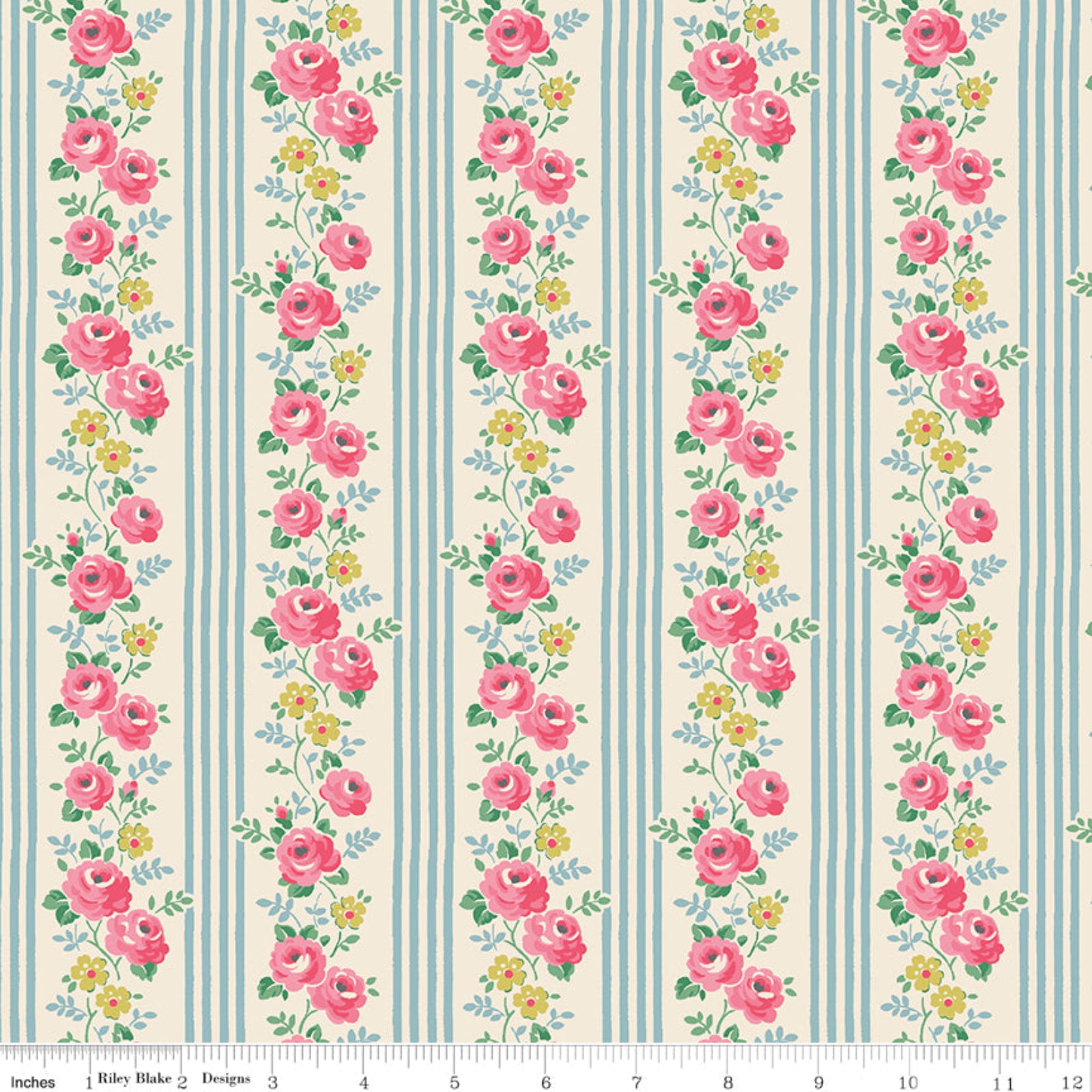 Floral and striped pattern on a fabric swatch