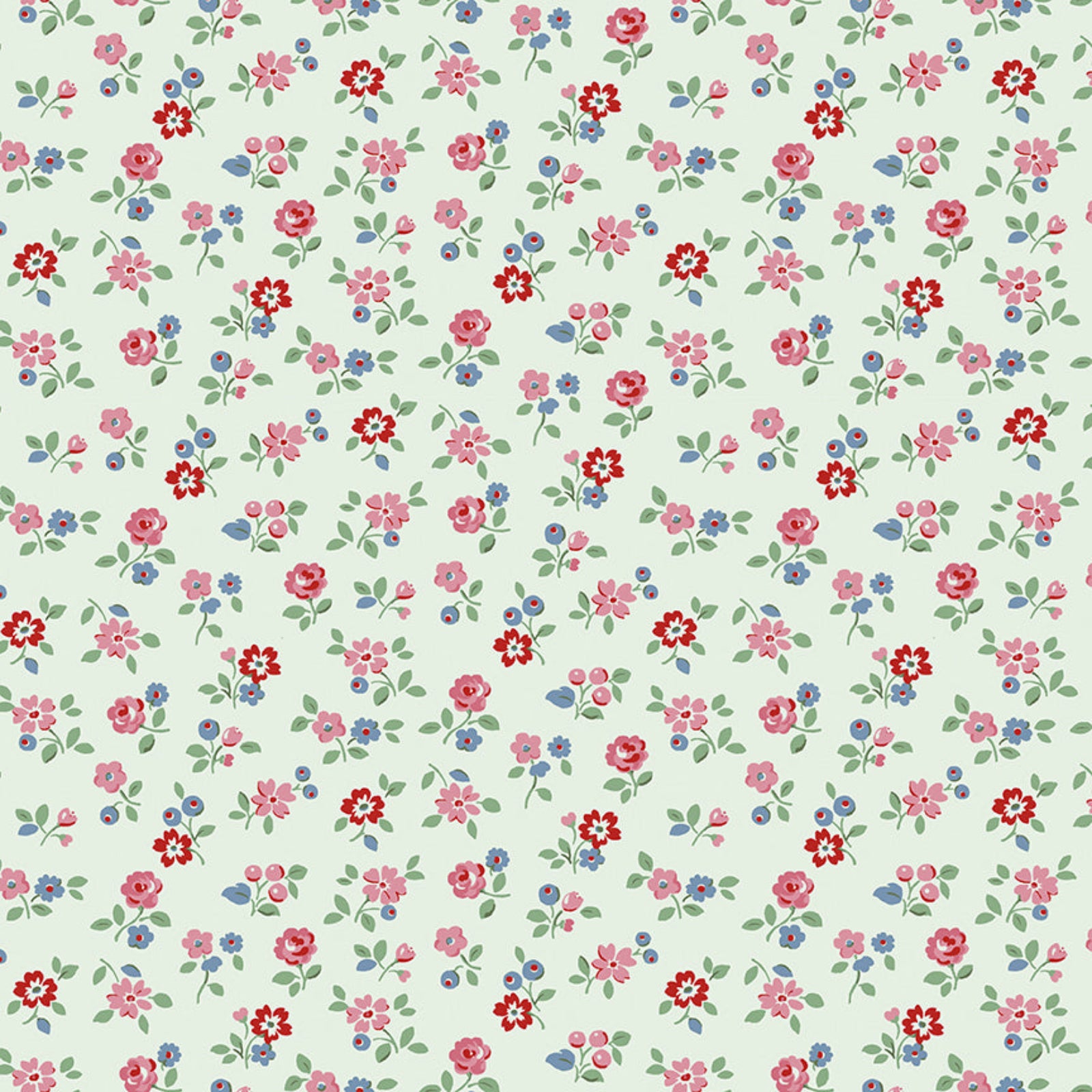 Pattern of small flowers on a light green background